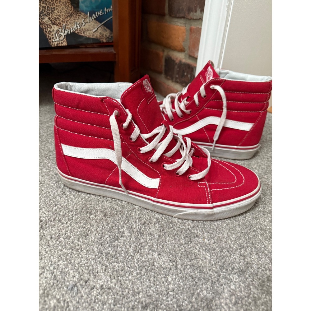 Vans Sk8-Hi Red Canvas High Top Skate Shoes Mens 11.5 Womens 13